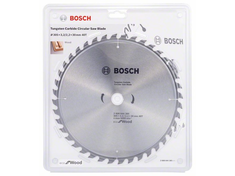 Žagin list za krožno žago Bosch eco for Wood, Dimenzije: 305x3,2/2,2x30mm, 40 Zob, 2608644385