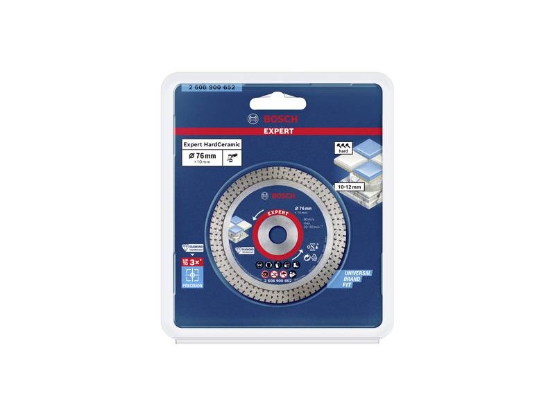 Diamantna rezalna plošča Bosch EXPERT HardCeramic, Dimenzije: 76x76x1,5x10mm, 2608900652