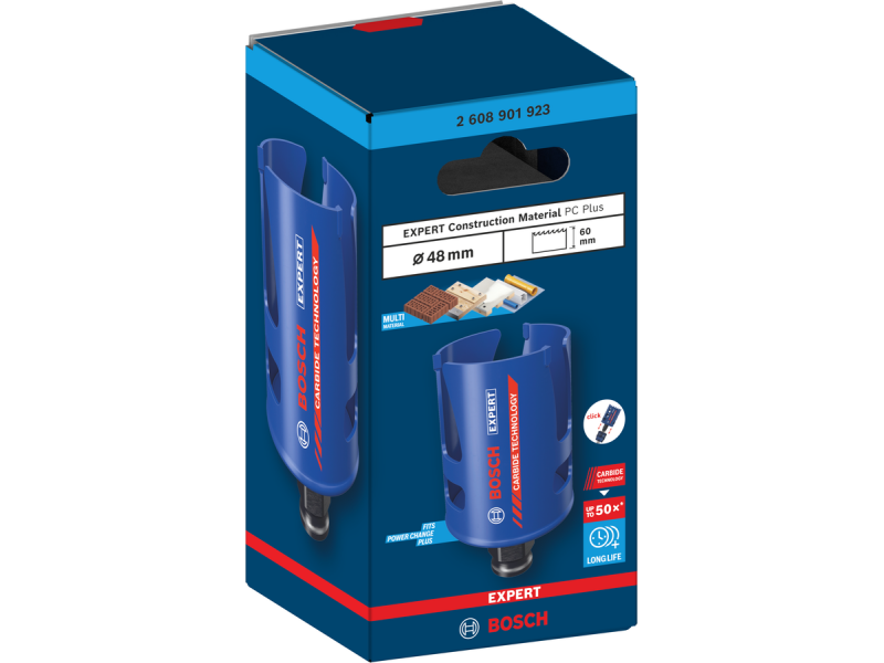 Žaga za izrezovanje lukenj Bosch EXPERT Construction Material Power Change Plus, 48 x 60 mm, 2608901923
