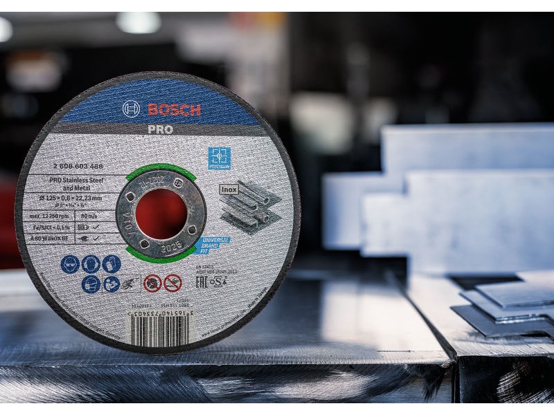 Vezana rezalna plošča Bosch PRO Stainless Steel and Metal, 125 x 0,8 x 22,23 mm, ravna, 2608603488