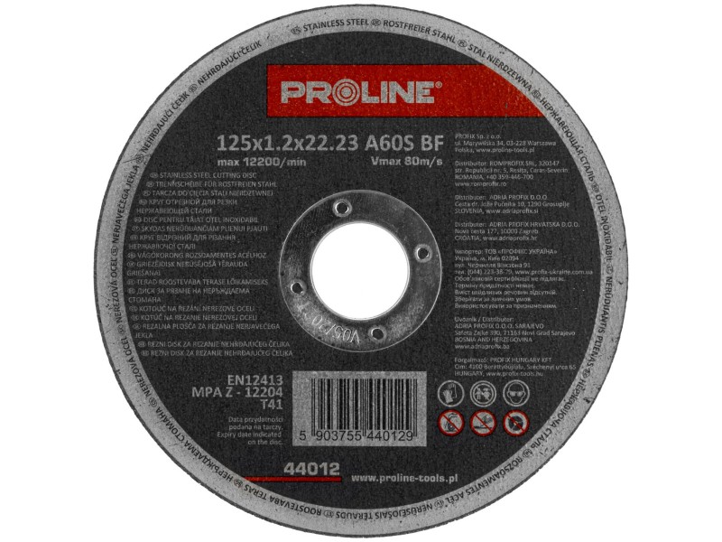 Rezalna plošča Proline za INOX, 44012