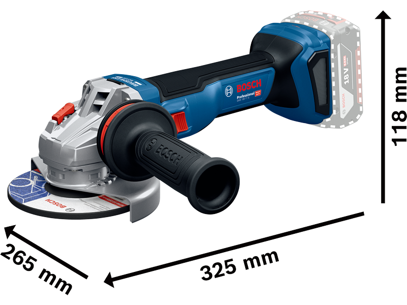 Akumulatorski kotni brusilnik Bosch GWS 18V-11 S, 1100W, 125mm, 06019N4001