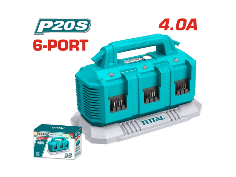 Akumulatorski polnilnik baterij P20S 6-polnilnik Total, 4A /20V/ INDUSTRIAL, TFCLI2064