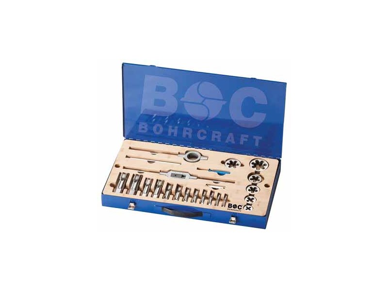 28-delni Profesionalni set za vrezovanje navojev Bohrcraft G (BSP) v kovinski škatli, HGB+SEG1, 60001410028