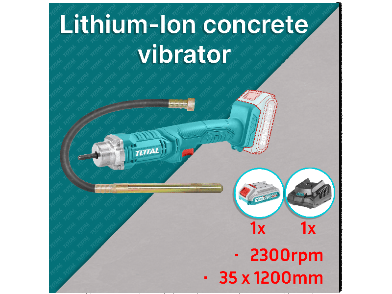Akumulatorski vibrator za beton2300rpm/20V/2.0Ah-7.5Ah/P20S, TCVLI2023011