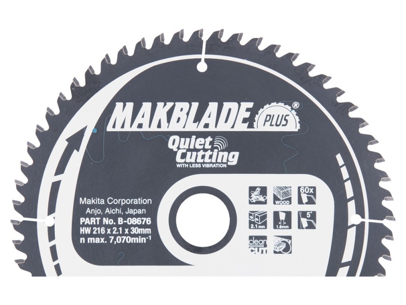TCT MAKBlade Plus žagin list Makita, Dimenzije: 216xx2,1x30mm, Zbo: 60, B-32502