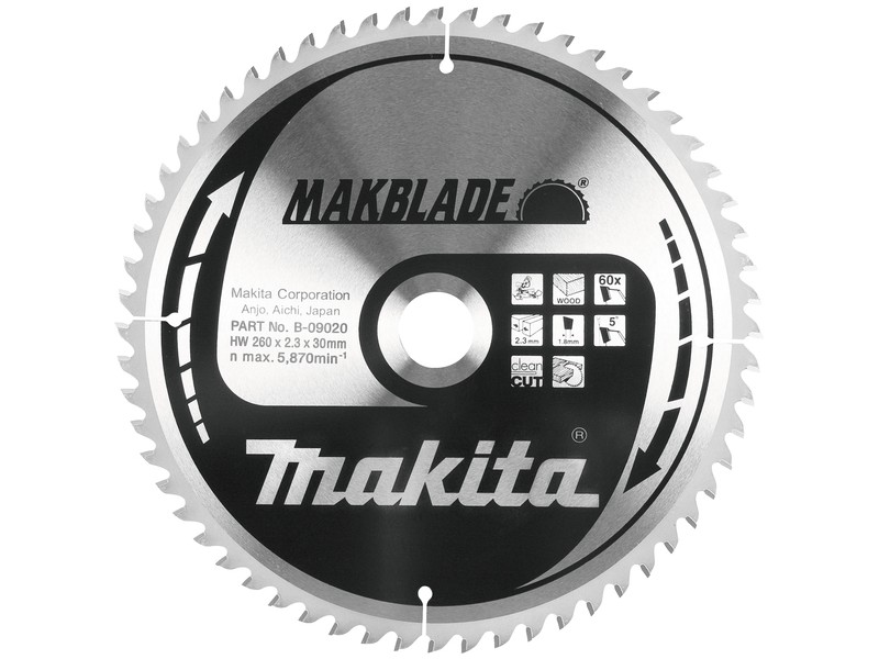 TCT MAKBlade žagin list Makita, Dimenzije: 260x2,3x30mm, Zob: 60, B-32801