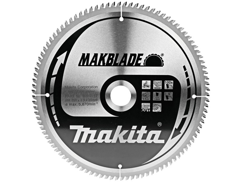 TCT MAKBlade žagin list Makita, Dimenzije: 260x2,3x30mm, Zob: 100, B-32873