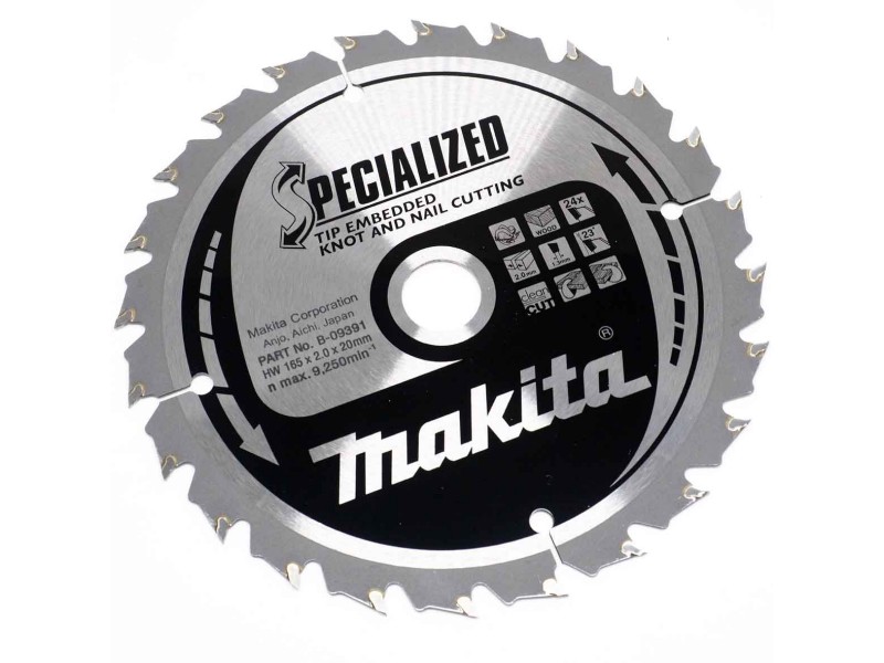TCT Specialized žagin list Makita, Dimenzije: 165x2x20mm, Zob: 24, B-33093