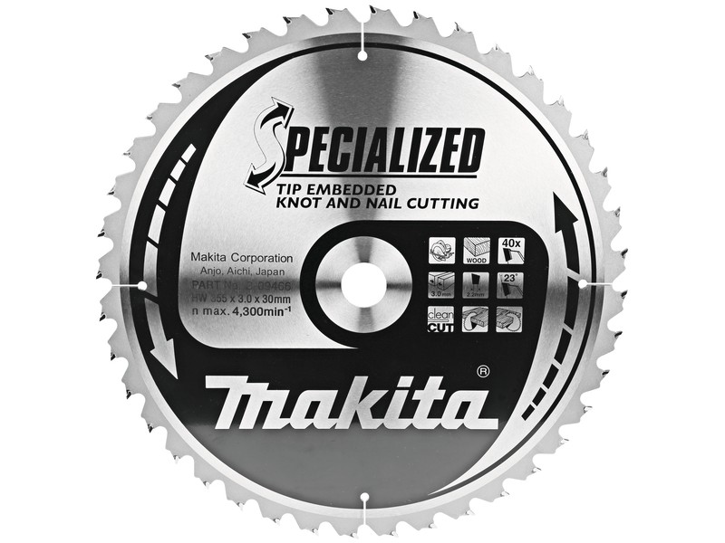 TCT Specialized žagin list Makita, Dimenzije: 355x3x30mm, Zob: 40, B-09466