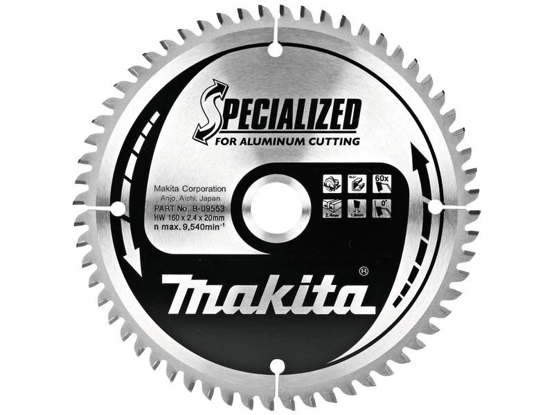 TCT žagin list Makita za aluminij, Dimenzije: 160x2,4x20mm, Zob: 60, B-33233