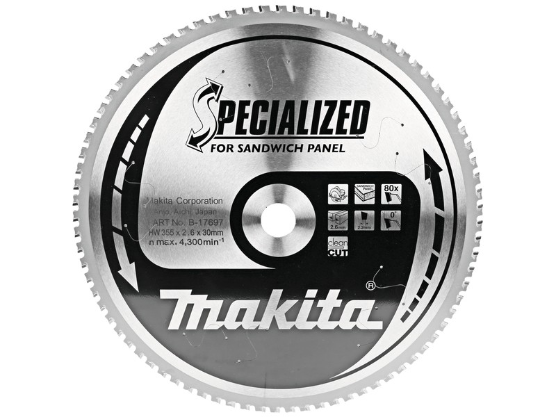 TCT Specialized žagin list za panele Makita, Dimenzije: 355x2,2x30mm, Zob: 80, B-33607