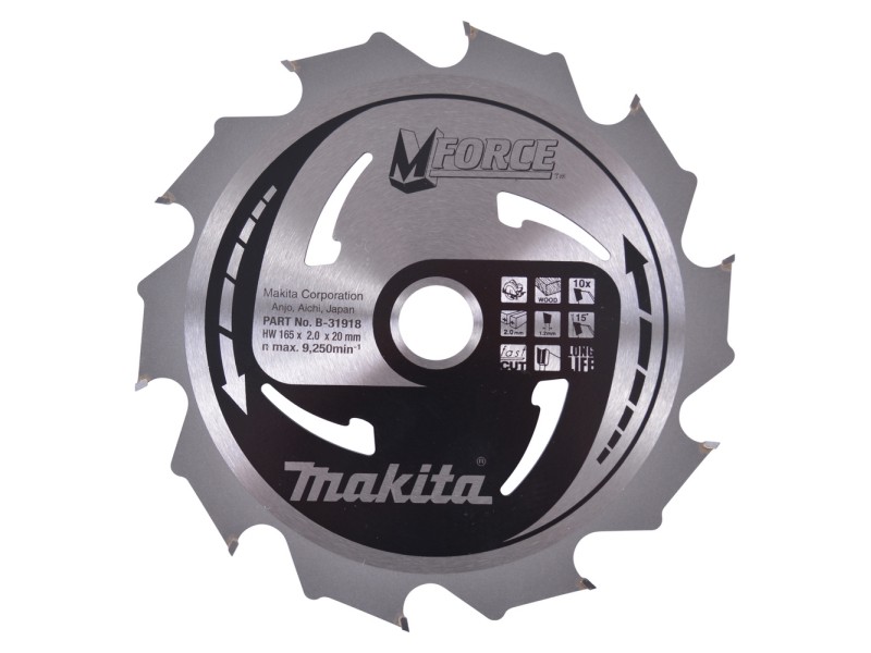 TCT MForce žagin list Makita, Dimenzije: 165x2x20mm, Zob: 10, B-31918