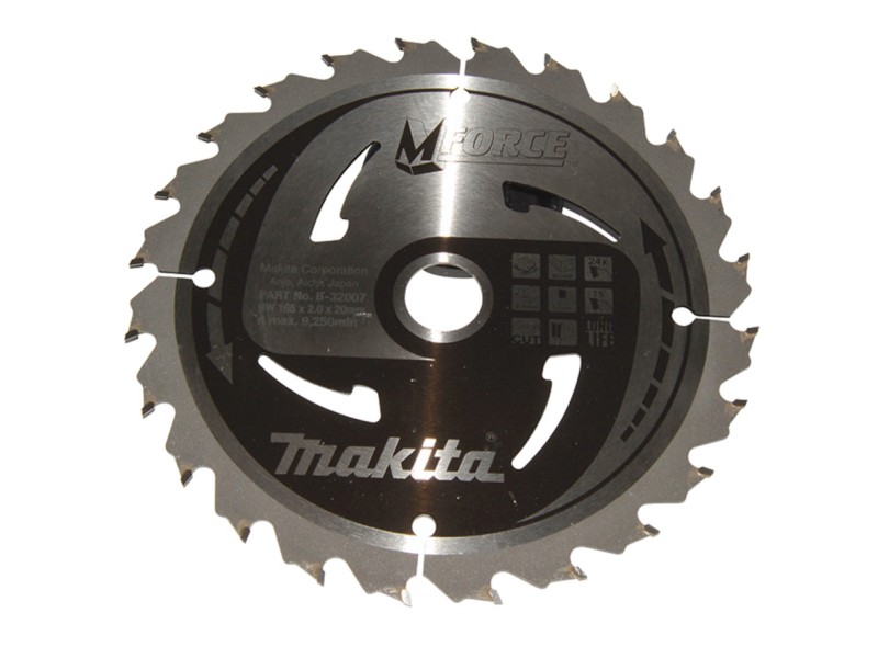 TCT MForce žagin list Makita, Dimenzije: 165x2x20mm, Zob: 24, B-32007