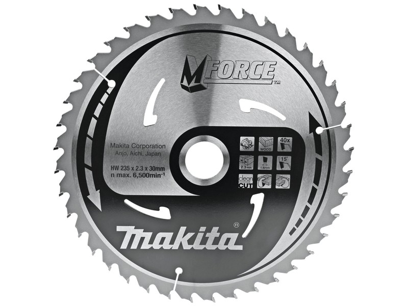 Žagin list Makita MForce, Dimenzije: 235x30x2,3mm, Zob: 40, za les, B-32085