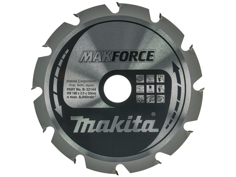 Žagin list MAKForce, 190x30x12Z, za les, B-32144