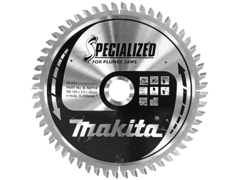 TCT žagin list Makita, Dimenzije: 165x20mm, za Alumunij, Zob: 56, B-56714