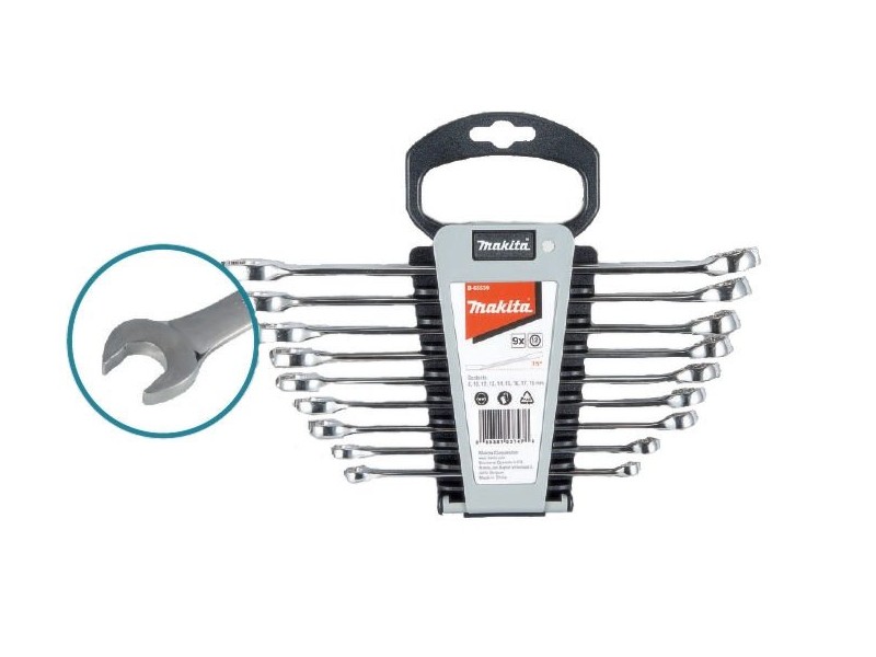 9-delni set kombiniranih ključev Makita, 8, 10, 12, 13, 14, 15, 16, 17, 18mm, B-65539