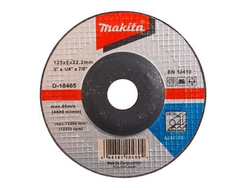 Vbočena brusilna plošča, Dimenzije: 125x6x22,23mm, Zrnatost: 24, D-18465