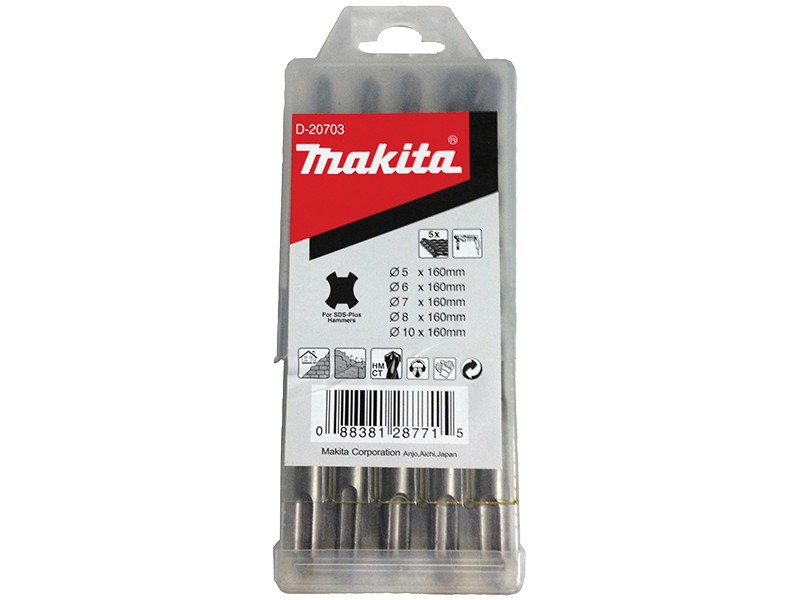 5-delni set svedrov Makita SDS-Plus, 5, 6, 7, 8, 10x160 mm, D-20703