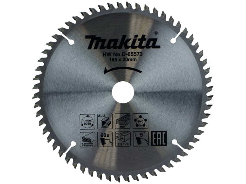 Žagin list Makita TCT, Dimenzije:165x20x2.2mm, Zob: 60, D-81206