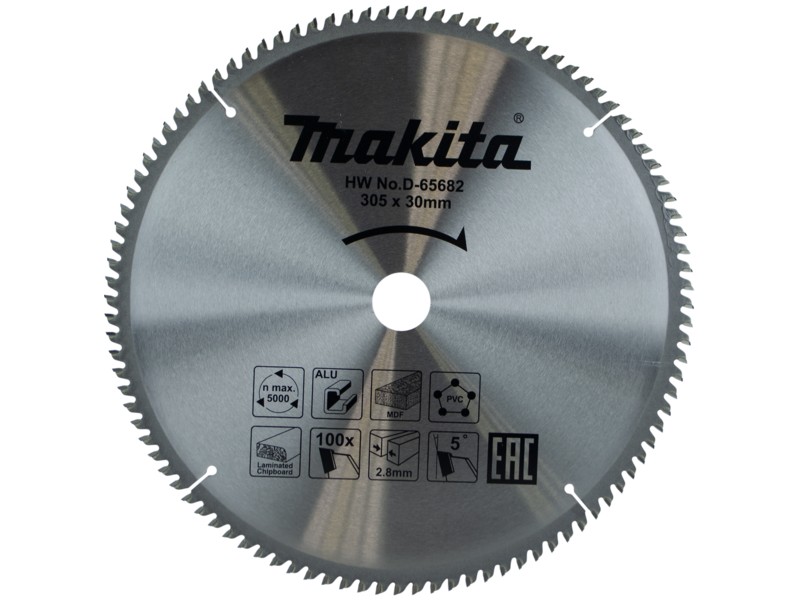 Žagin list Makita TCT, Dimenzije: 305x30x2.8mm, Zob: 100, D-65682