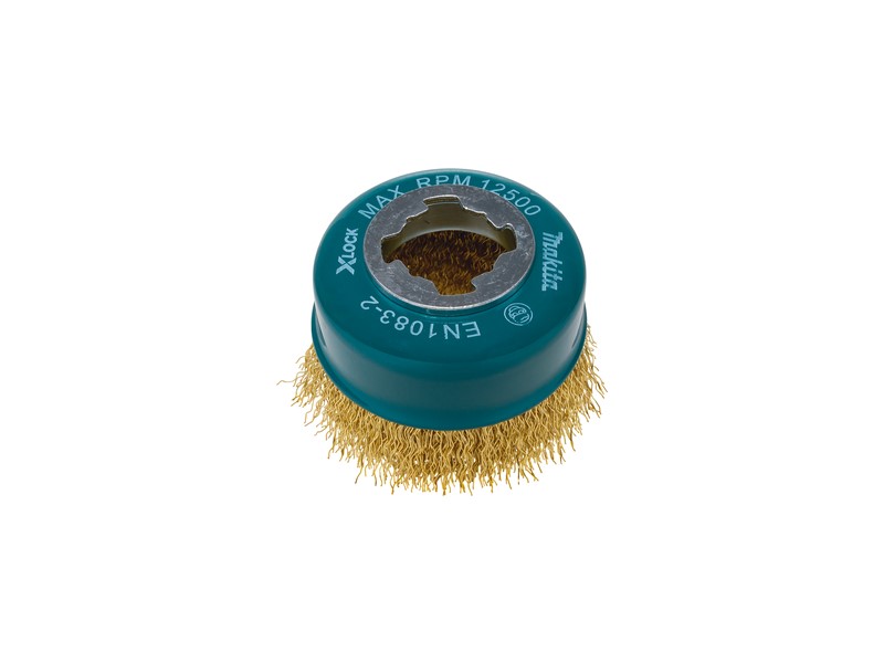 Lončasta žična ščetka Makita X-LOCK, pletena medeninjena žica, 75 mm, 0,3 mm, D-73433