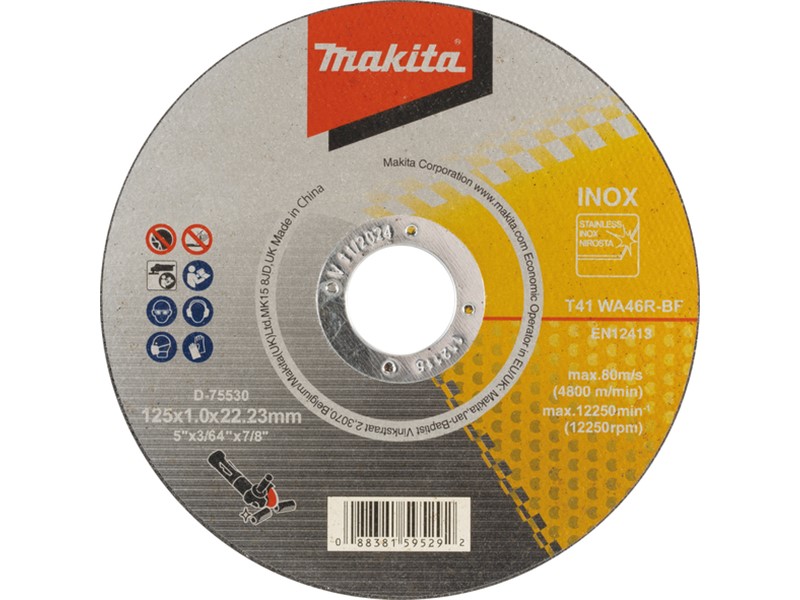 Tanka rezalna plošča Makita za INOX 125x1x22,23 mm, D-75530