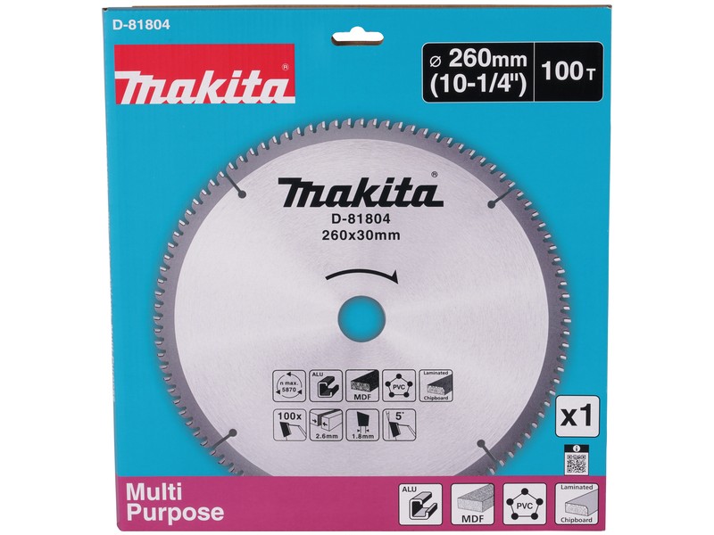 Žagin list Makita TCT, Dimenzije: 260x30x2.6mm, Zob: 100, D-81804