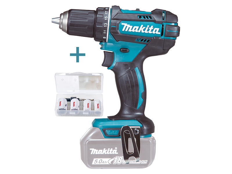 Akumulatorski vrtalnik-vijačnik DDF482Z + 4-delni set HSS-BiM D-33641-14, DDF482ZAKC