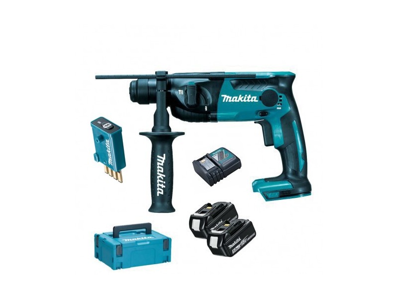 Akumulatorsko vrtalno kladivo Makita DHR182RTJU z vmesnikom AWS v kovčku Makpac