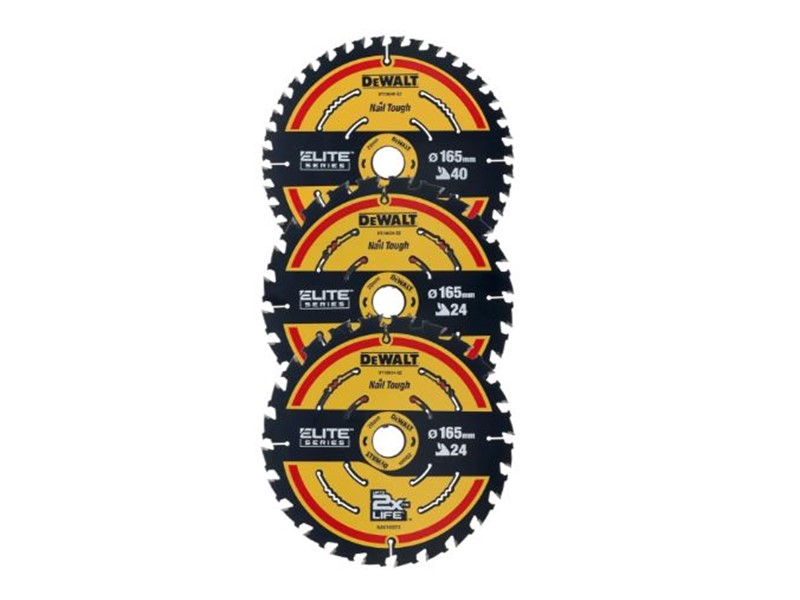 Komplet žaginih listov za krožno žago DeWALT DT10397, Ø 165 × 20 mm, 24 + 24 + 40 zob, 3 kosi