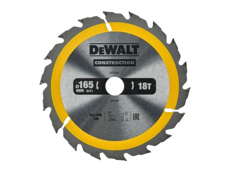Žagin list za krožno žago DeWALT DT1933, Ø 165 × 20 mm, 18 zob