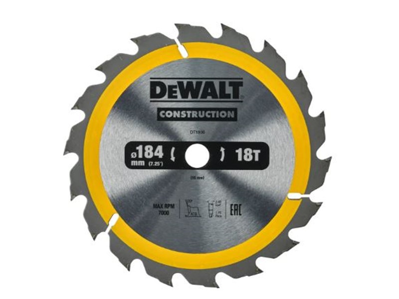 Žagin list za krožno žago DeWALT DT1938, Ø 184 × 16 mm, 18 zob