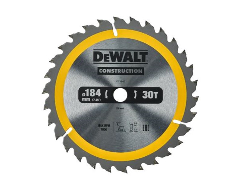 Žagin list za krožno žago DeWALT DT1940, Ø 184 × 16 mm, 24 zob