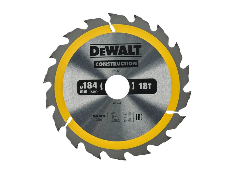 Žagin list za krožno žago DeWALT DT1941, Ø 184 × 30 mm, 18 zob