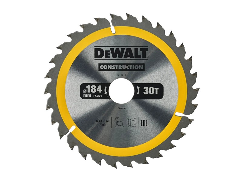 Žagin list za krožno žago DeWALT DT1942, Ø 184 × 30 mm, 30 zob