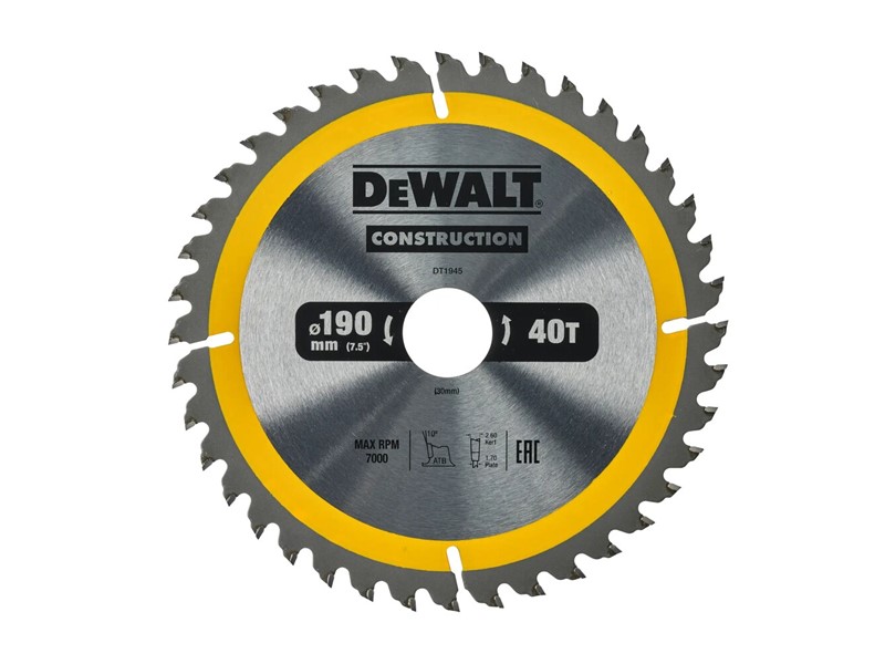 Žagin list za krožno žago DeWALT DT1945, Ø 190 × 30 mm, 40 zob