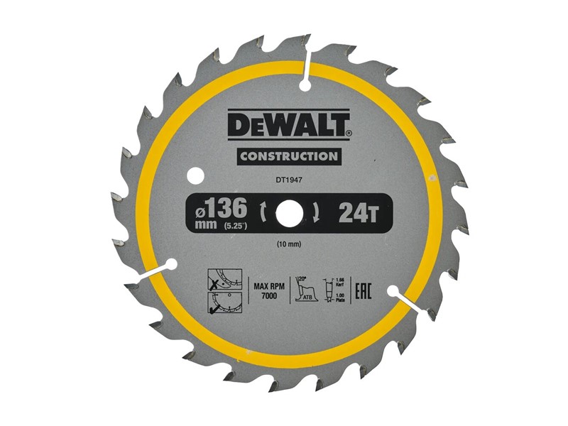 Žagin list za krožno žago DeWALT DT1947, Ø 136 × 10 mm, 24 zob