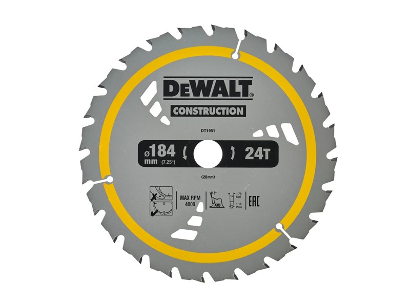 Žagin list za krožno žago DeWALT DT1951, Ø 184 × 20 mm, 24 zob