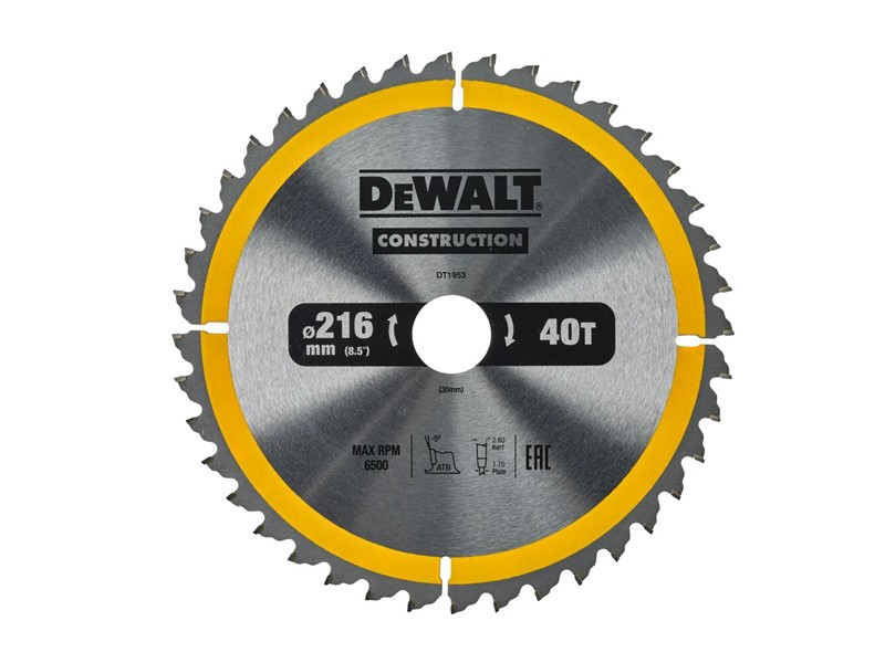 Žagin list za krožno žago DeWALT DT1953, Ø 216 × 30 mm, 40 zob