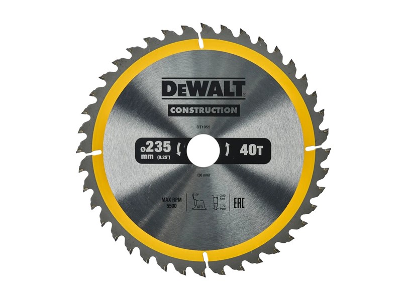 Žagin list za krožno žago DeWALT DT1955, Ø 235 × 30 mm, 40 zob