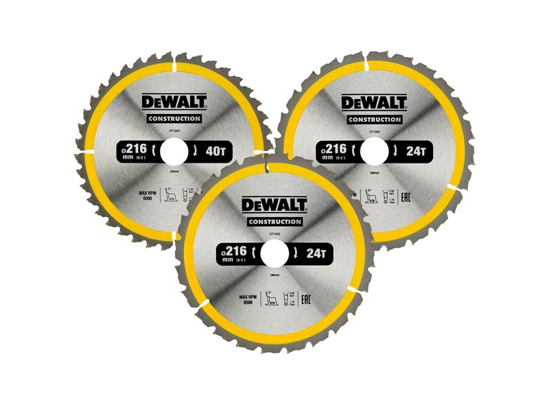 Komplet žaginih listov za krožno žago DeWALT DT1962, Ø 216 ×  mm, 30 zob, 3 kosi