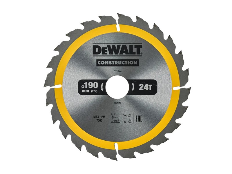 Žagin list za krožno žago DeWALT DT1981, Ø 190 × 30 mm, 24 zob