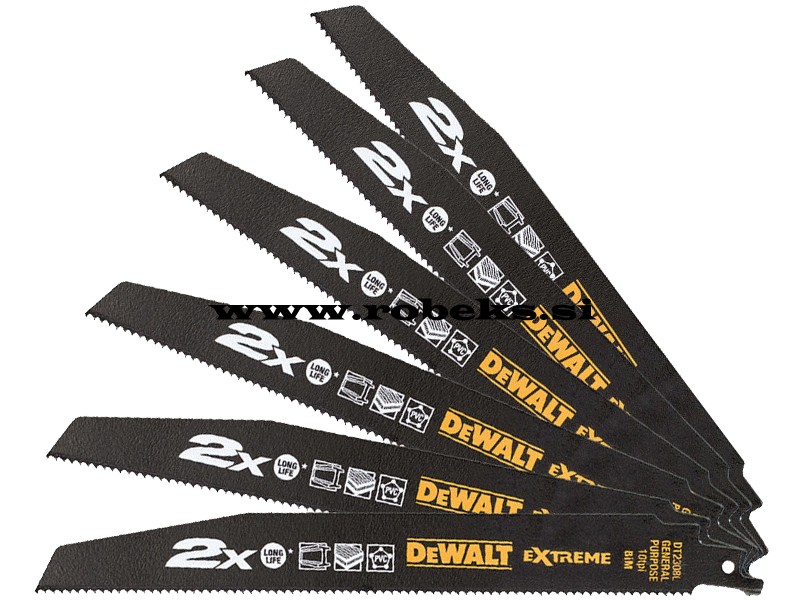 Žagin list-lisičji rep DeWalt, Dimenzije 228x2,5mm za hitri rez mešanih materialov Extreme DT2308L