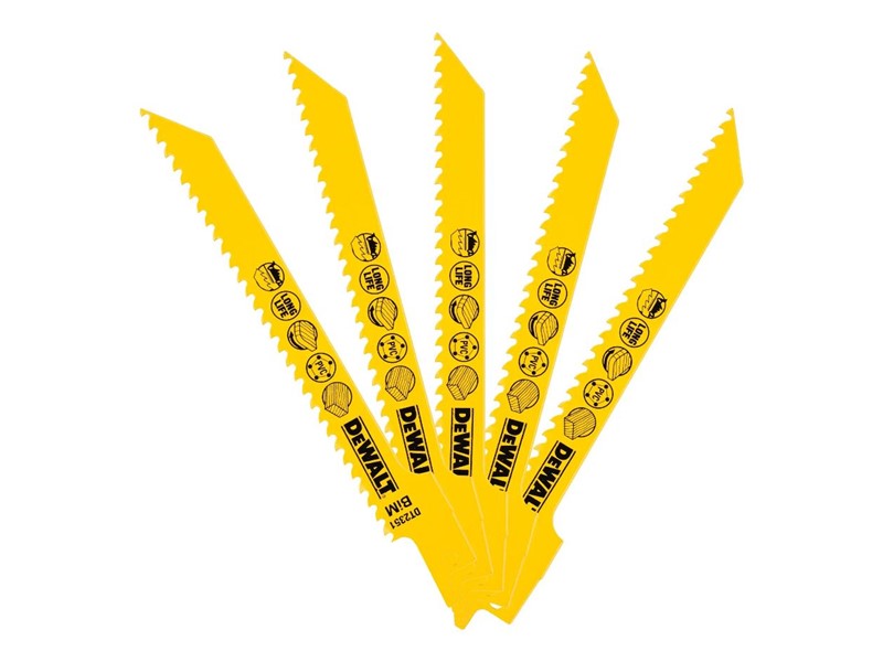 Žagin list za sabljasto žago DeWALT DT2351, 152 mm, les in plastika, 5 kosov