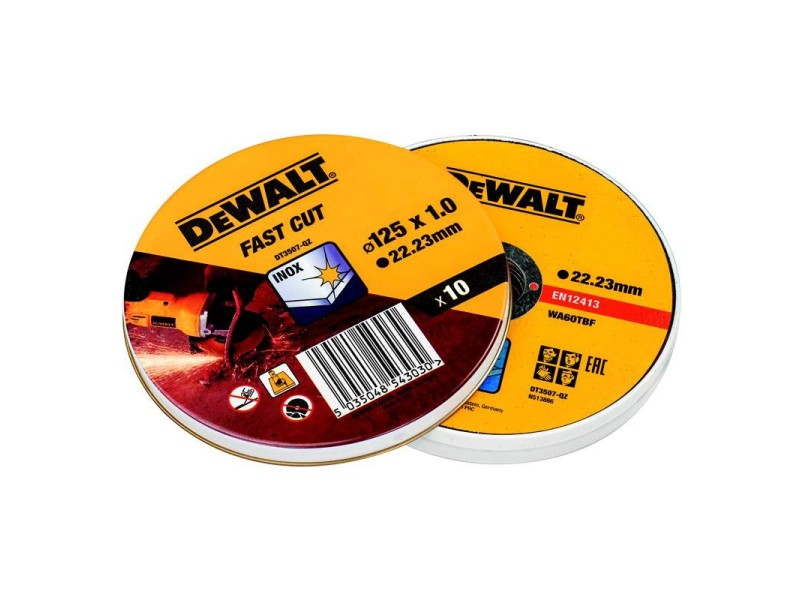 Rezalne plošče DeWalt, za INOX, Dimenzije: 125x1.0mm, 22.23mm, DT3507  