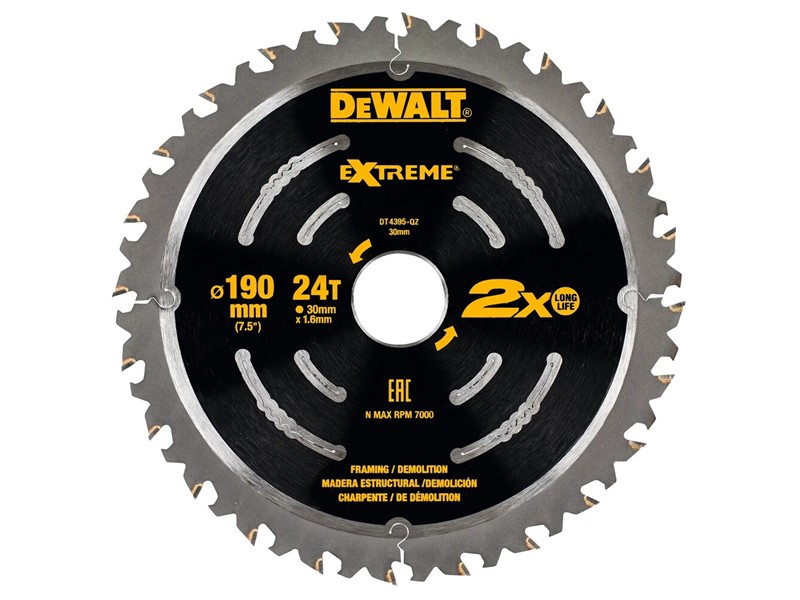 Žagin list za krožno žago DeWALT DT4395, Ø 190 × 30 mm, 24 zob