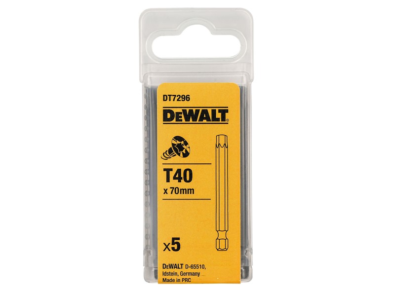 Vijačni nastavki DeWalt DT7296, T40, 70 mm, 5 kosov