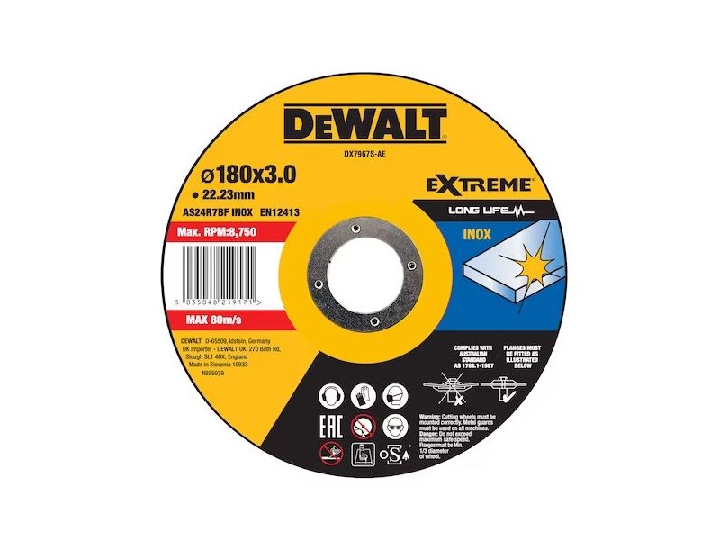 Rezalna plošča DeWalt, Dimenzije: 180x3x22,23mm, DX7967S